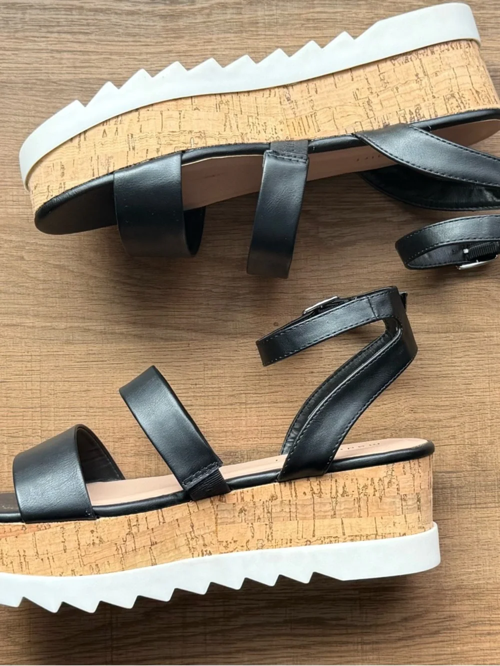 🧸 Madden Girl | NWOT • Steadyy Black Cork Platform Sandals with Ankle Strap